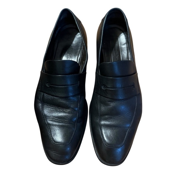 Ermenegildo Zegna Black Leather Penny Loafers Size 9